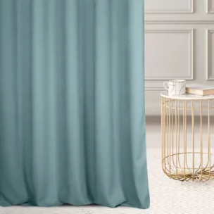 Zasłona szyta na taśmie 5 cm ciemnoniebieska z miękkiej tkaniny o welurowej strukturze