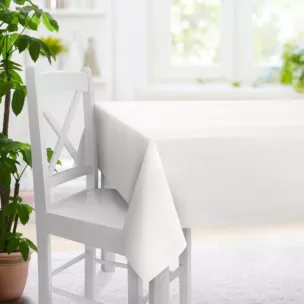 Obrus na wymiar naturalny z tkaniny o szenilowej strukturze