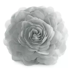 Okrągła poszewka o średnicy 40 cm kolor srebrny zdobiona kwiatem 3D FLORES 6 Eurofirany
