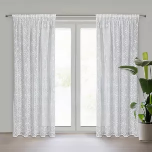 Zasłona biała ażurowa w stylu eko 140x270 cm taśma NELA Eurofirany