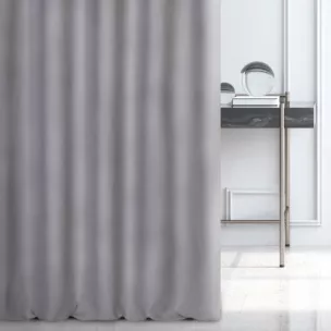 Zasłona szyta na taśmie fala jasnoszara o naturalnym, gęstym splocie w stylu eko