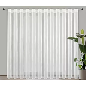 Firana kremowa z gładkiego mlecznego woalu wykończona szwem obciążającym VIOLET 200x230 cm fala 1:2 Eurofirany