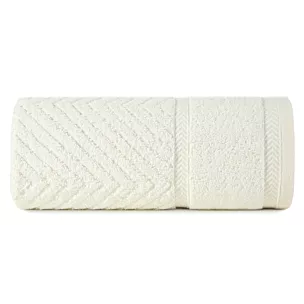 Ręcznik kąpielowy 50x90 cm bawełniany kolor kremowy ze wzorem zygzaka 500 g/m2 KALIA Reina Line Eurofirany