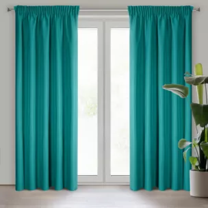 Zasłona turkusowa z matowej gładkiej tkaniny 140x270 cm taśma RITA Eurofirany