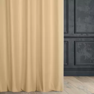 Zasłona szyta na taśmie fala złoto jasnobeżowa z miękkiej półmatowej tkaniny welwetowej