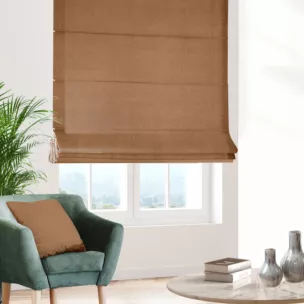 Roleta rzymska DORA - HIT ciemnozłota z miękkiej tkaniny o welurowej strukturze