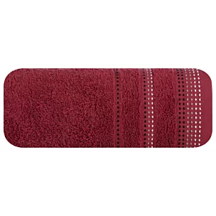 Ręcznik kąpielowy 70x140 cm bawełniany kolor bordowy z ozdobnym stębnowaniem 500 g/m2 POLA Eurofirany