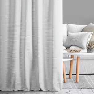 Zasłona szyta na taśmie fala FIONA srebrna z dwustronnej tkaniny w paseczki z dodatkiem srebrnej nici