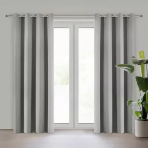 Zasłona srebrna z tkaniny typu dimout 140x250 cm przelotka NERISA Eurofirany