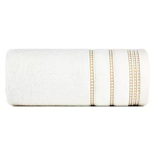 Ręcznik kąpielowy 50x90 cm bawełniany kolor kremowy z delikatną ozdobną bordiurą 500 g/m2 AMANDA Eurofirany
