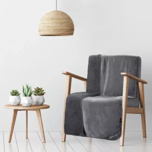 Narzuta, koc  na fotel 70x160 cm stalowy z miękkiego polaru ze strukturą baranka TEDY EUROFIRANY PREMIUM
