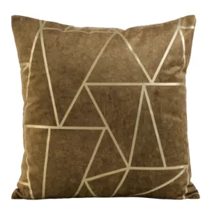 Poszewka na poduszkę 45x45 cm welwetowa z złotym nadrukiem geometrycznym brązowa BLINK 29 Eurofirany
