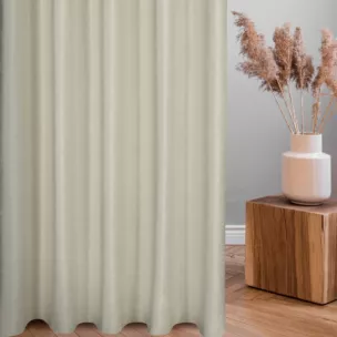 Zasłona szyta na taśmie fala kremowa z miękkiej tkaniny welwetowej z efektem kreszowania, wykończona obciążnikiem