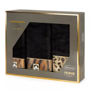 Zestaw ręczników bawełnianych 3 szt kolor czarny, beżowy  500 g/m2 Eva Minge Eurofirany