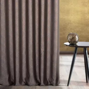 Zasłona szyta na taśmie fala grafitowo miedziana z tkaniny, z geometrycznym wzorem, z dodatkiem połyskującej nici