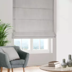 Roleta rzymska szarobeżowa z miękkiej tkaniny welwetowej