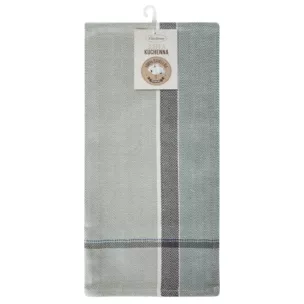 Ściereczka kuchenna 50x70 cm bawełniana kolor popielaty,jasnopopielaty zdobiona pasami 200 g/m2 OLIVIA Eurofirany