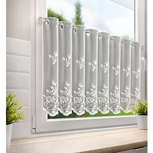 Tkanina firanowa zazdrostka zdobiona haftem roślinnym Eurofirany