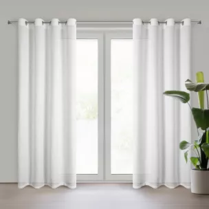 Zasłona biało, srebrzysta z dodatkiem błyszczącej nici 140x250 cm przelotka ESSI Eurofirany