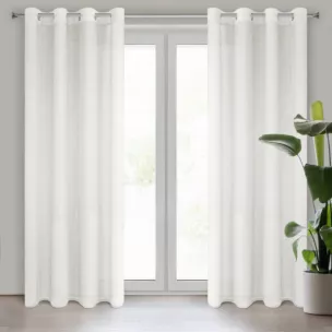 Firana kremowa o strukturze drobnego deszczyku wzór poziomy 140x250 cm przelotka REBECCA Eurofirany