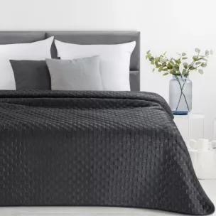 Narzuta welwetowa czarna 220x240 cm pikowana metodą hot press SOFIA 4 EUROFIRANY PREMIUM