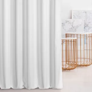 Zasłona szyta na taśmie fala biała z wodoodpornej tkaniny o welurowej strukturze