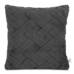 Poszewka na poduszkę 45x45 cm z miękkiego pluszu zdobiona wypukłym wzorem stalowa CARO DESIGN 93 Eurofirany