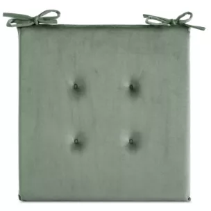 Poduszka na krzesło 40 x 40 x 3 cm welwetowa jasnomiętowa z ozdobnym pikowaniem i praktycznymi troczkami GAJA Eurofirany