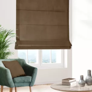 Roleta rzymska brązowa z miękkiej tkaniny welwetowej