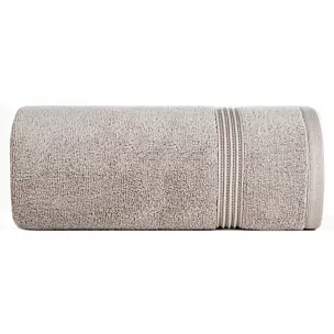 Ręcznik kąpielowy 70x140 cm bawełniany kolor beżowy 0 twist zdobiony paseczkami 550 g/m2 MOLLY Eurofirany