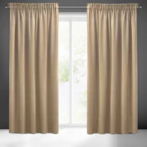 Zasłona ciemnobeżowa z gładkiego welwetu 140x270 taśma SIBEL Pierre Cardin Eurofirany