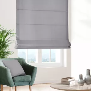 Roleta rzymska jasnoszara o naturalnym, gęstym splocie w stylu eko