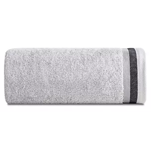 Ręcznik kąpielowy 50x90 cm bawełniany kolor jasnoszary z bordiurą w pasy 550 g/m2 NIKO Eurofirany