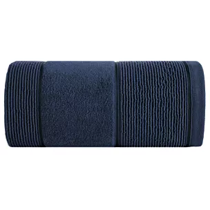 Ręcznik kąpielowy 70x140 cm bawełniany kolor granatowy z welurową bordiurą 500 g/m2 EMMA Eurofirany