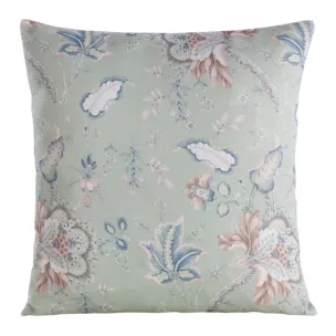 Poszewka na poduszkę 45x45 cm zdobiona kwiatowym printem jasnozielono, różowa FLORE 5 Eurofirany