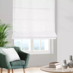 Roleta rzymska biała z tkaniny w stylu ekologicznym