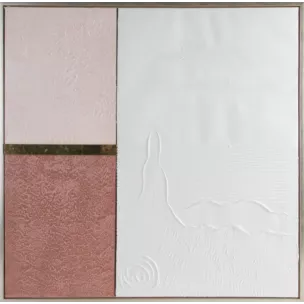 Geometryczny obraz ręcznie malowany na płótnie w pastelowych kolorach z dodatkiem złota oprawiony w ramę Eurofirany