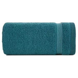 Ręcznik do rąk 30x50 cm bawełniany kolor morski zero twist z bordiurą w paski 400 g/m2 RIKI Eurofirany