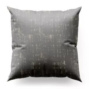 Poszewka szyta popielato złocista z miękkiej tkaniny o strukturze weluru z połyskliwym nadrukiem