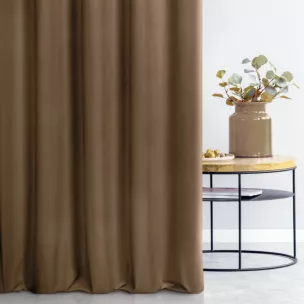 Zasłona szyta na flexach brązowa z miękkiej tkaniny welwetowej
