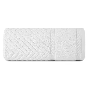 Ręcznik kąpielowy 50x90 cm bawełniany kolor biały ze wzorem zygzaka 500 g/m2 KALIA Reina Line Eurofirany