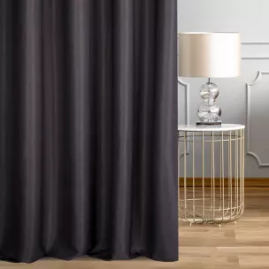 Zasłona szyta na flexach czarna z miękkiej tkaniny o naturalnym splocie w stylu ekologicznym