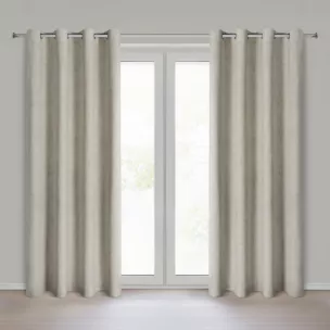 Zasłona ciemnobeżowa o naturalnym melanżowym splocie 140x250 cm przelotka - LINDA Eurofirany