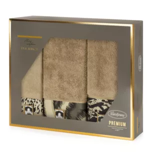 Zestaw ręczników bawełnianych 3 szt kolor beżowy,czarny 500 g/m2 Eva Minge 24 Eurofirany