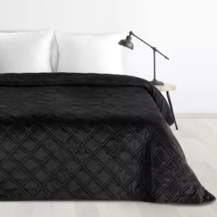 Narzuta welwetowa czarna 220x240 cm pikowana metodą hot press wzór geometryczny LUIZ 8 DESIGN 91 Eurofirany