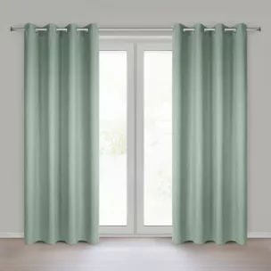 Zasłona o naturalnym splocie z efektem melanżu jasnozielona 140x250 cm przelotki - JULA2 Eurofirany