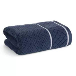 Ręcznik do rąk 30x50 cm bawełniany kolor granatowy o strukturze krateczki z ozdobną bordiurą 500 g/m2 FAVORI Eurofirany