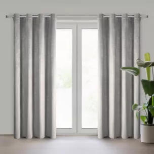 Zasłona srebrno, złota z welwetu zdobiona nakrapianym nadrukiem 135x250 cm przelotki - BETHY Eurofirany