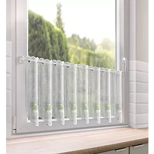 Tkanina firanowa zazdrostka z etaminy zdobiona haftem lawendy Eurofirany