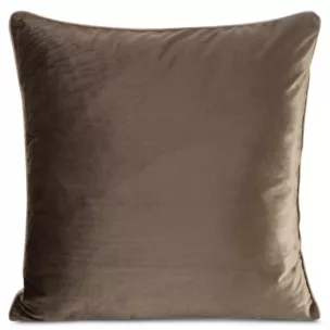 Poszewka na poduszkę 45x45 cm welwetowa o delikatnym połysku z ozdobną lamówką ciemnobrązowa GAJA 2 Eurofirany